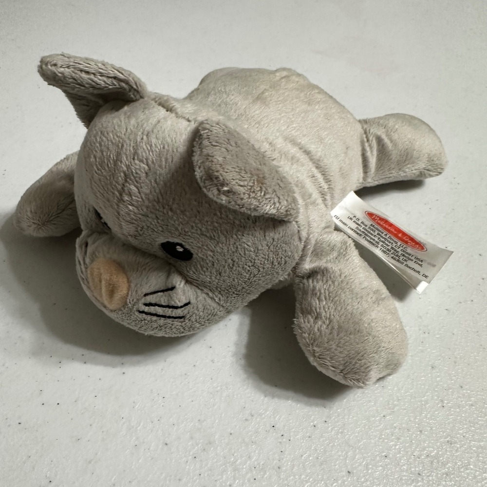 Melissa & Doug Laydown Gray Kitty‎ Cat Plush Stuffed Animal Toy 8"